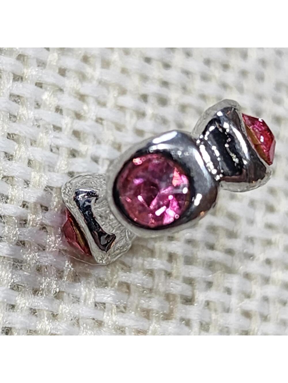 Vintage Silver Sewing Charms with Pink Gemstones
